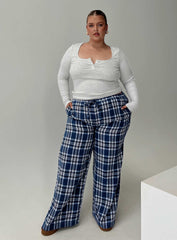 In The Morning Sleep Pant Blue Check Curve