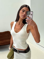 Baseline V Neck Rib Tank Top White