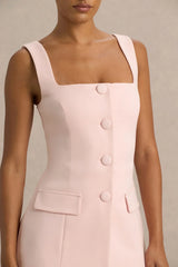 Aceline | Baby Pink Square-Neck Tailored Jumpsuit