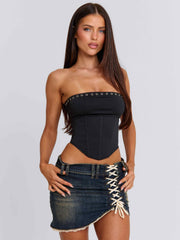 Plize Mini Skirt Denim