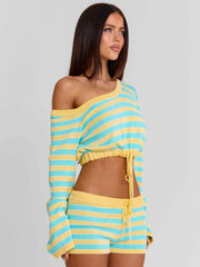 Hattie Shorts Blue And Yellow Stripe
