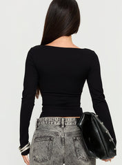 Evangelene Long Sleeve Top Black