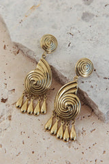 Barbados Spiral Shell Earrings Brushed Gold