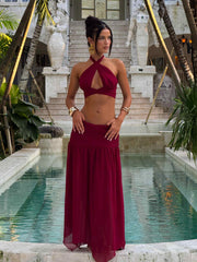 Roel Maxi Skirt Red
