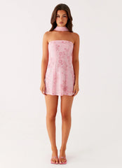 Kiesha Strapless Scarf Mini Dress - Pink