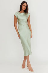 Loveland Cap Sleeve Cowl Back Midi Dress Sage