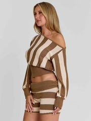 Sundaze Top Brown Beige Stripe
