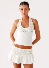 Vegas Nights Low Rise Skort - White