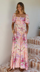 Tamar Maxi Dress - Pink Floral